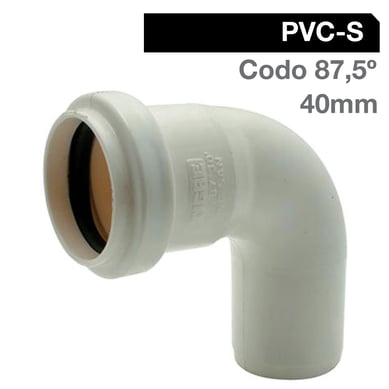 Codo 87,5o PVC-S Bco c/goma 40mm Blanco 1u