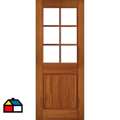 Puerta Lenga Charlotte 90x210 Vidriada (S/V), S/Perf. Estilo Clsica