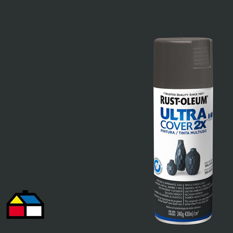 RUST OLEUM - Pintura en spray brillante 340 gr gris oscuro