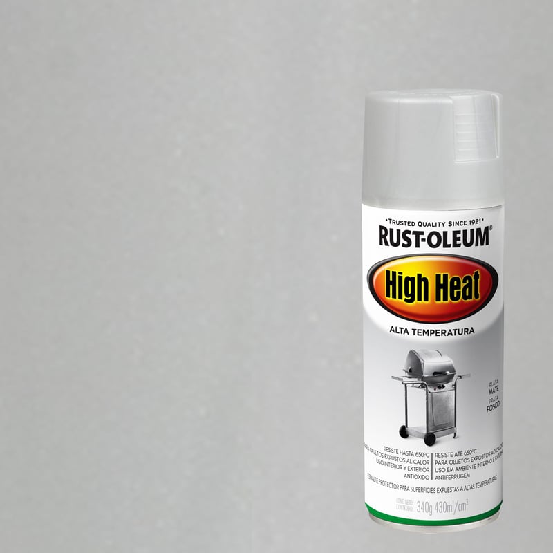 RUST OLEUM - Pintura en spray para altas temperaturas mate 340 gr plata