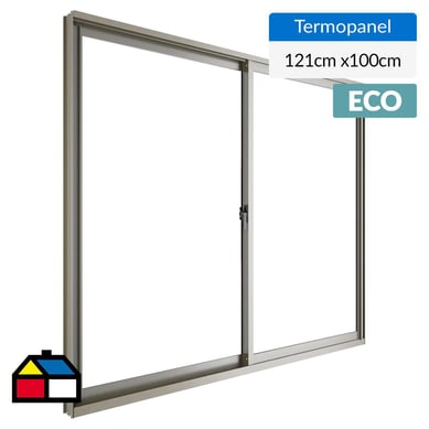 Ventana termopanel aluminio 121x100 cm titanio corredera