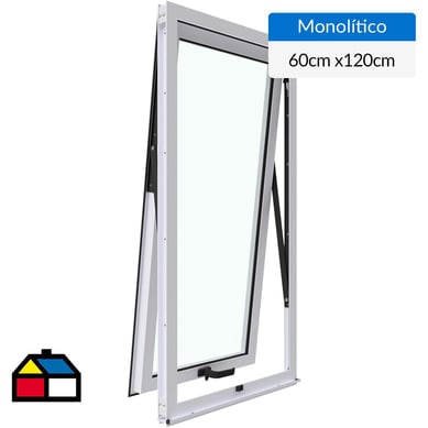 Ventana aluminio 60x120 cm monoltico blanco proyectante