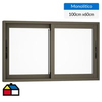 Ventana aluminio 100x60 cm monolítico titanio corredera