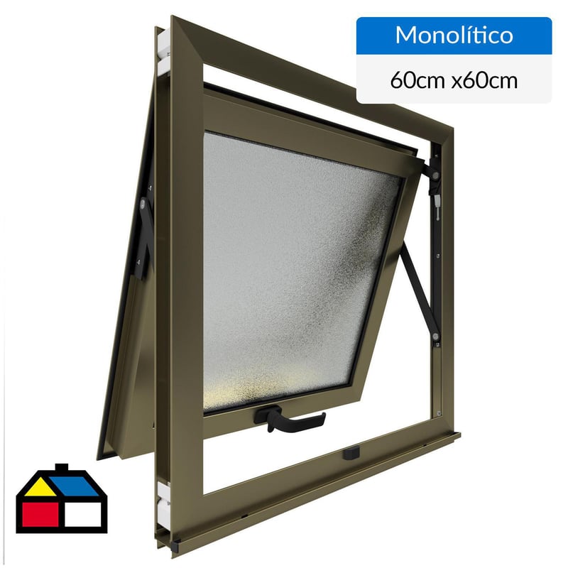 WINTEC - Ventana aluminio 60x60 cm monolítico titanio proyectante