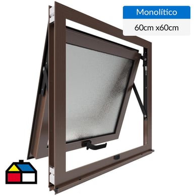 Ventana aluminio 60x60 cm monoltico madera proyectante