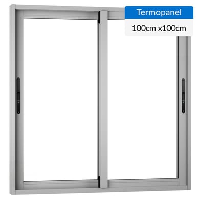 Ventana termopanel aluminio 100x100 cm mate corredera