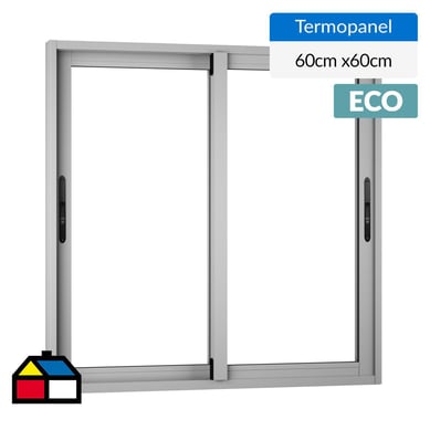 Ventana termopanel aluminio 60x60 cm mate corredera