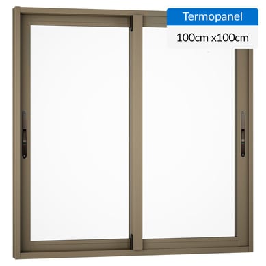 Ventana termopanel aluminio 100x100 cm titanio corredera