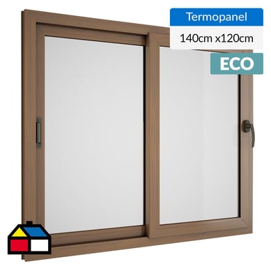 Ventana termopanel PVC 140x120 cm roble corredera