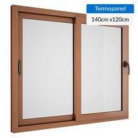 Ventana termopanel PVC 140x120 cm roble corredera