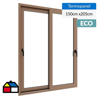 Ventanal termopanel PVC 150x205 cm roble corredera