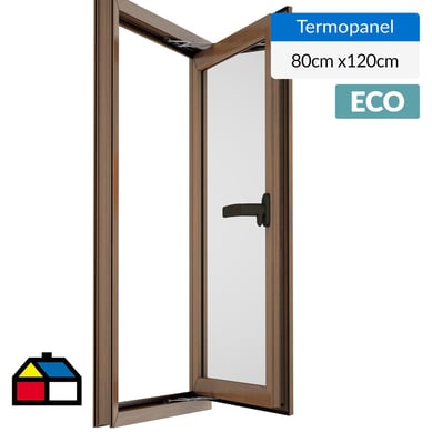 Ventana termopanel PVC 80x120 cm roble corredera