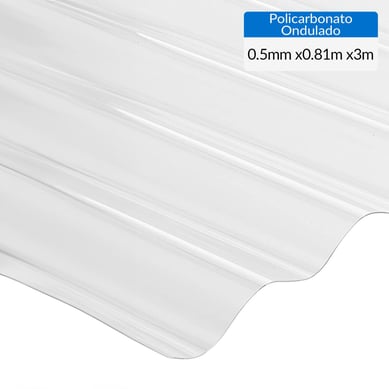 0.5mmx0.81mx3.00m Policarbonato Ondulado / Transparente