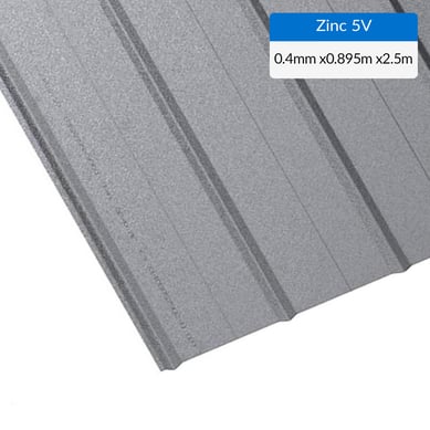 0.40 x 895 x 2500 mm. Plancha 5V gris Recubrimiento AZM150