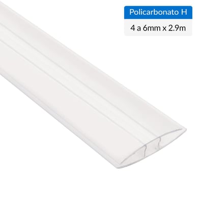 2.9m x 4 a 6mm Perfil Policarbonato H Traslcido