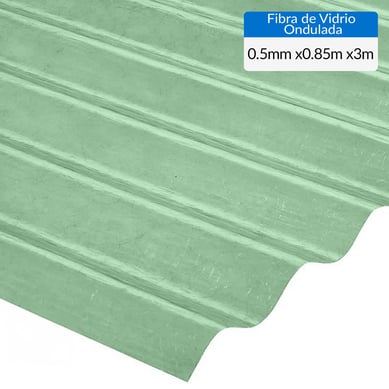 Plancha fibra de vidrio ondulada verde 0.5mmx0.85mx3.0m