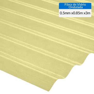 Plancha fibra de vidrio ondulada amarillo 0.5mmx0.85mx3.0m