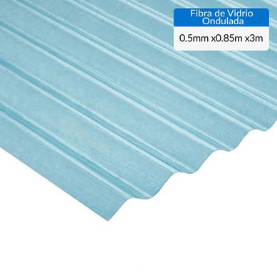 Plancha fibra de vidrio ondulada natural 0.5mmx0.85mx3.00m