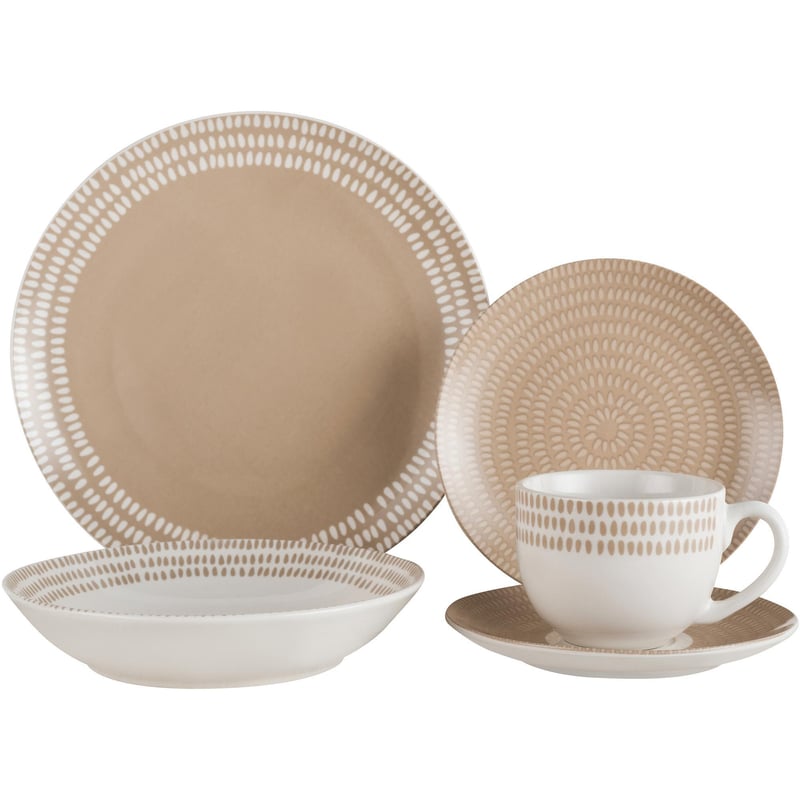 Juego de Loza 30 Piezas Porcelana Gotas Beige Sodimac Falabella