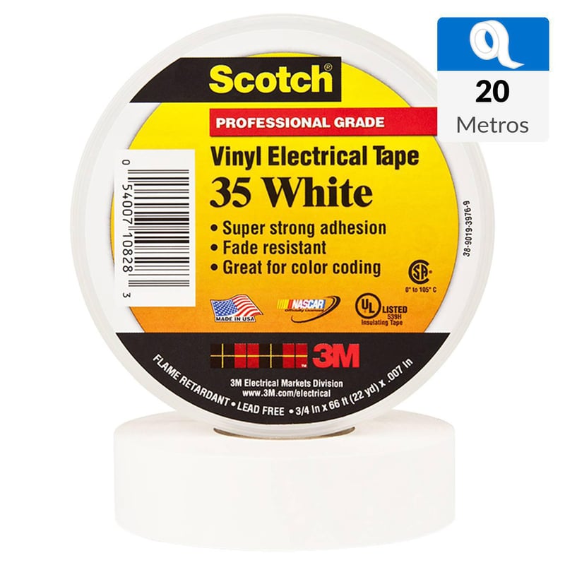 3M - Cinta Aisladora Eléctrica 19 mm 20 m Blanco