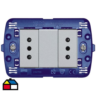 Tomacorriente doble semi armado 10A Tech