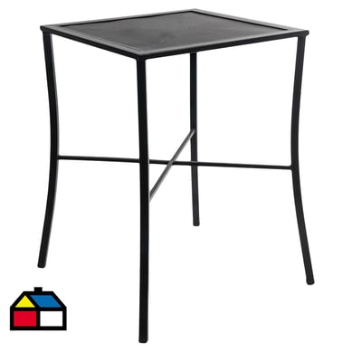 Mesa Bar 70x70x100 Metal Gris Negro