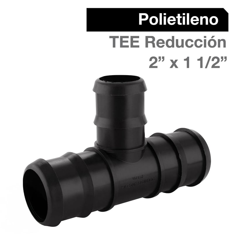 HOFFENS - Tee Reducción Polietileno 2" x 1 1/2" Negro 1u