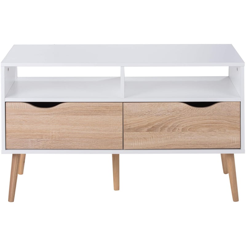 TVILUM - Rack TV Oslo 98x39x57 cm blanco/oak