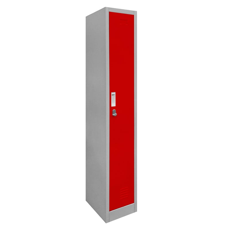 MALETEK - Locker de Oficina con Portacandado 1 Puerta(s) 50x166x29 cm Gris/Rojo