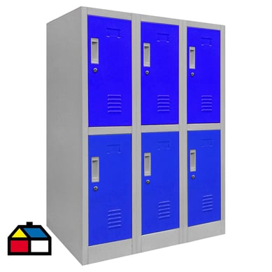 Locker de oficina acero 6 puertas con llave