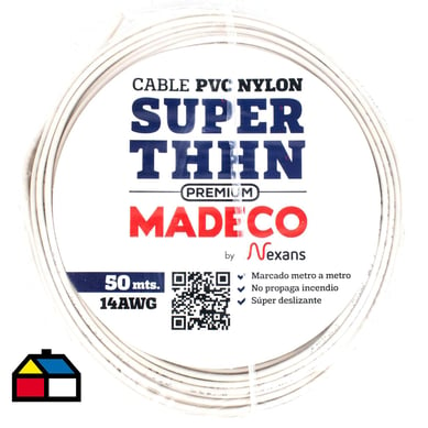 Cable elctrico Premium (Thhn) 14 Awg 50 m Blanco