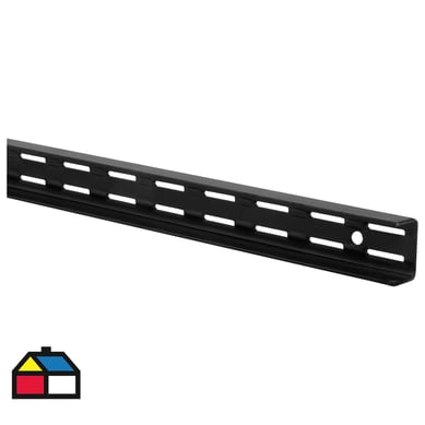 Pilar ranurado doble metal 160 cm negro.