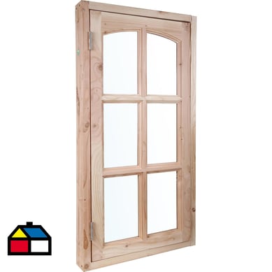 Kit ventana pino oregn 60x120 cm con vidrio