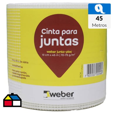 10cm x 45m Cinta de fibra de vidrio autoadhesiva para juntas