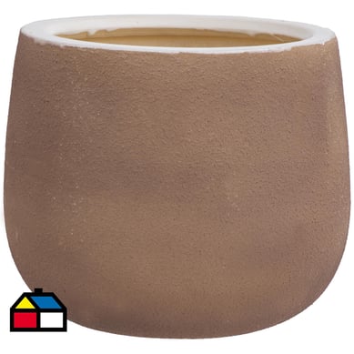 Macetero de cermica Ceuta 22x18 cm beige.