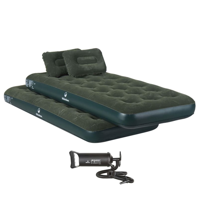 KLIMBER - 2 Colchones Inflables Manuales + 2 Almohadas + Inflador