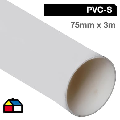 Tubo PVC-S 75mm x 3m  Blanco c/goma