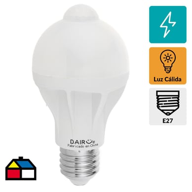 Ampolleta LED con sensor de movimiento E27 9W luz clida.