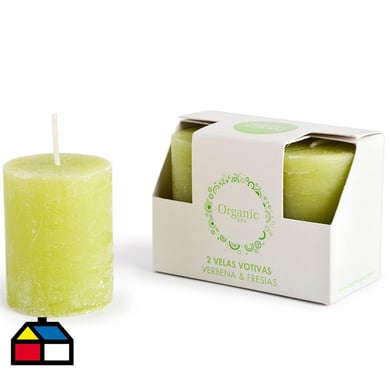 Set de velas verbena fresias 2 unidades verde claro.