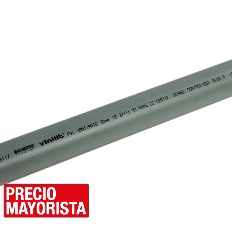 VINILIT - Tubo Cementar Gris PVC Agua 50 mmx6 m