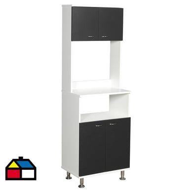 Mueble cocina 4 puertas 3 repisas 54X35X160 cm blanco&wengue