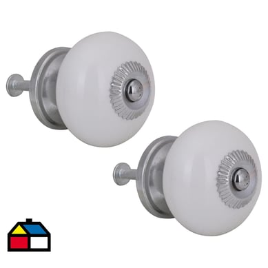 Set de perillas porcelana 40 mm 2 unidades blanco