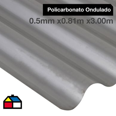 0.5mmx0.81mx3.00m Policarbonato Ondulado / Gris
