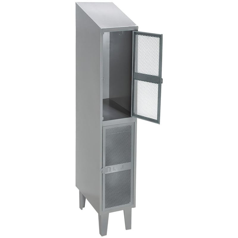 MOVILOCKERS - Locker Puerta Malla y Techo Inclinado 1 Cuerpo 2 Puerta(s) 31x190x50 cm Gris