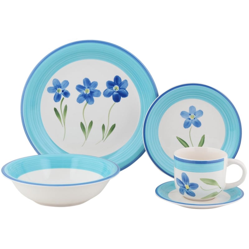 Juego de Loza 30 Piezas Ceramica Florencia Azul Sodimac Falabella