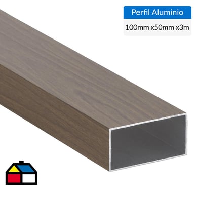 Tubular Aluminio 100x50x1,5 mm Madera  3 m.