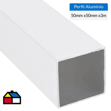 Tubular Aluminio 50x50x1,1 mm Blanco  3 m.