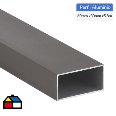 Tubular Aluminio 60x30x1 mm Titanio  5,8 m.