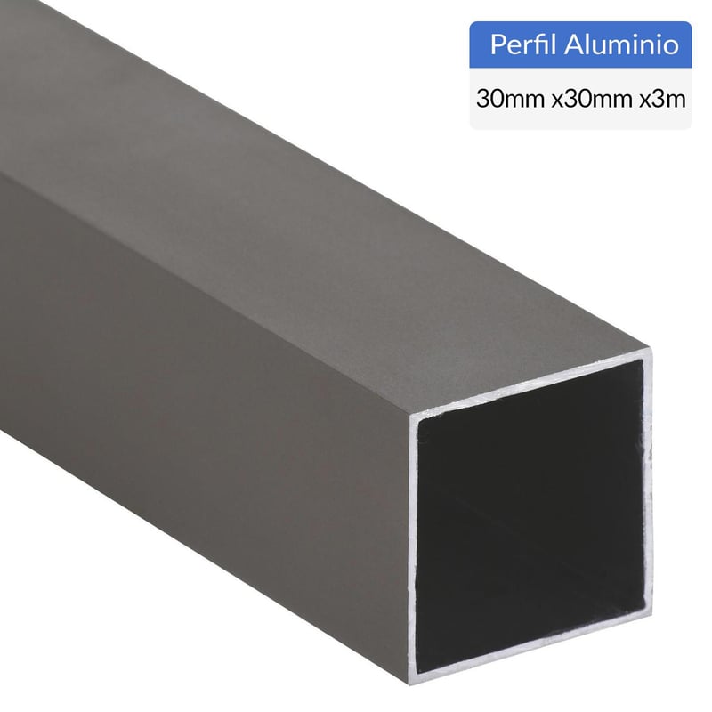 SUPERFIL - Perfil Tubular Gris Aluminio 30x30x1 mm 3 m