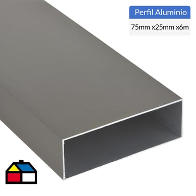 Tubular Regla Aluminio 75x25x1 mm Titanio  6 m